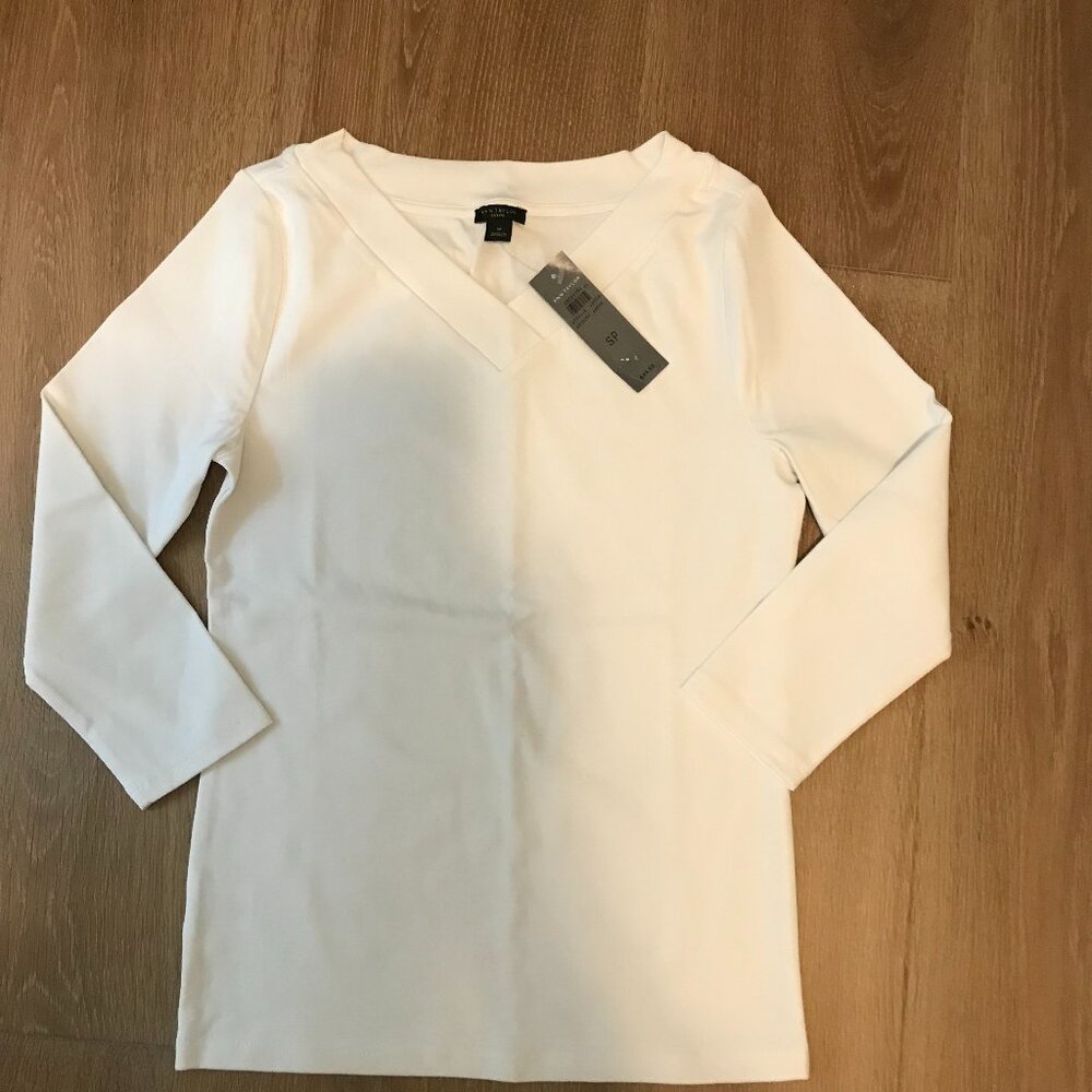 Ann Taylor Slim Fit Three-quarter sleeves two tshirts Petite Small NWT